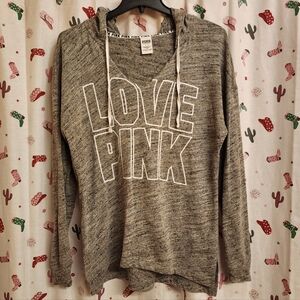 SZ Lg Victoria's Secret Gray Hoodie Top.Campus Style.